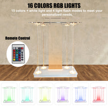 Load image into Gallery viewer, deenkk Acrylic Pulpits for Churches with Wheels and RGB LED Lights, 46&quot; Tall Modern Podium Stand Hosting Station Lecterns Pulpits for Church Wedding Concert Speech Classroom, Clear