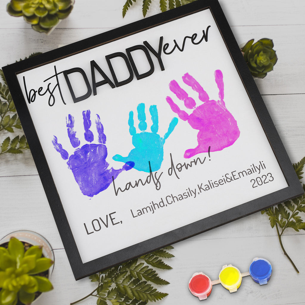 Customized Father's Day Palm Print Photo Frame Ornament