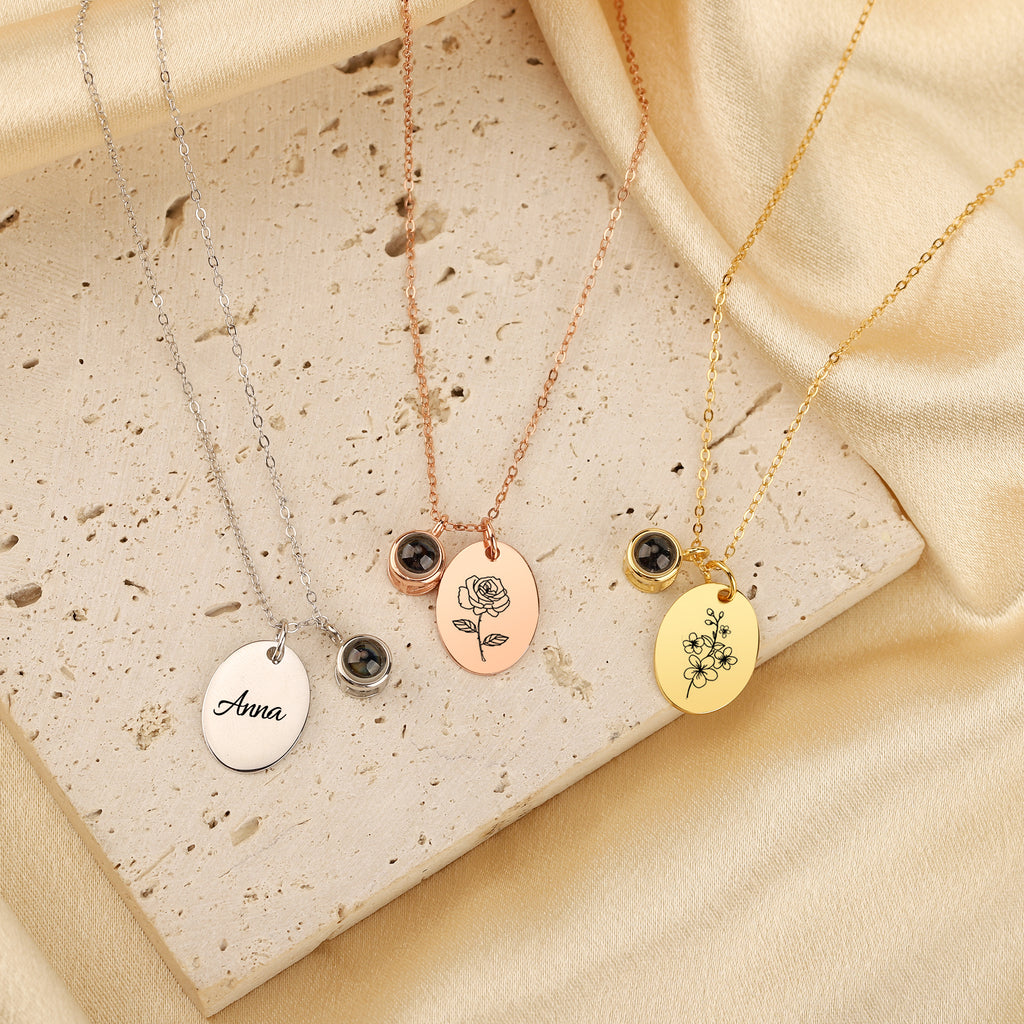 Birthday Flower Name Projection Necklace