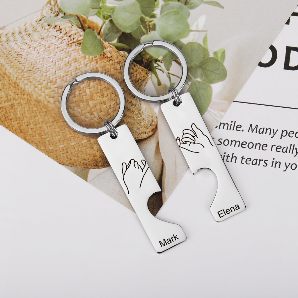 pinky promise heart keychain for couples