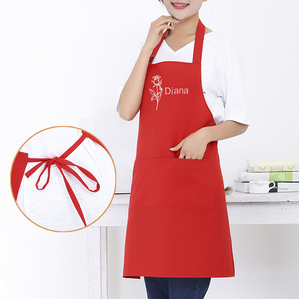 personalized birth flower apron