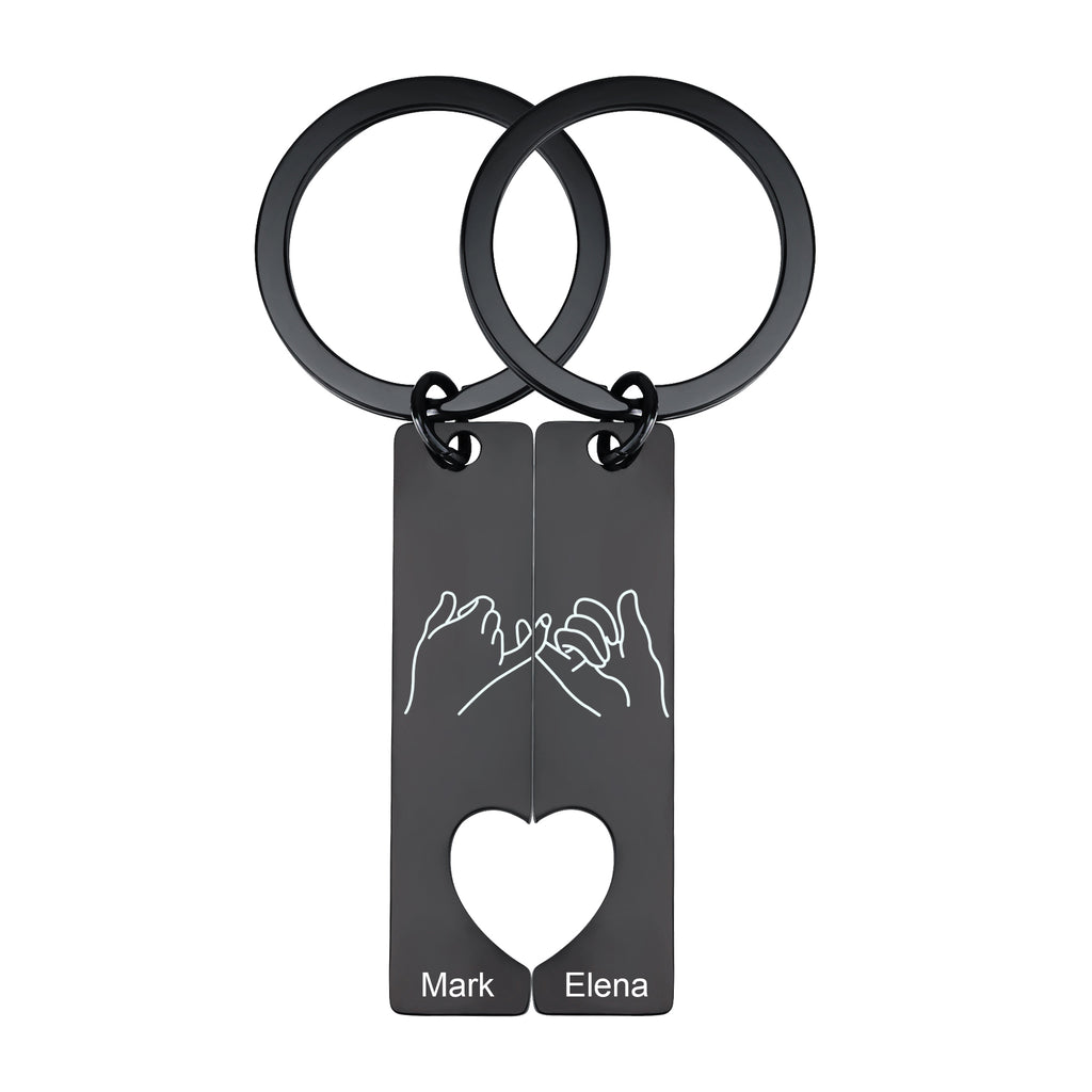 pinky promise heart keychain for couples