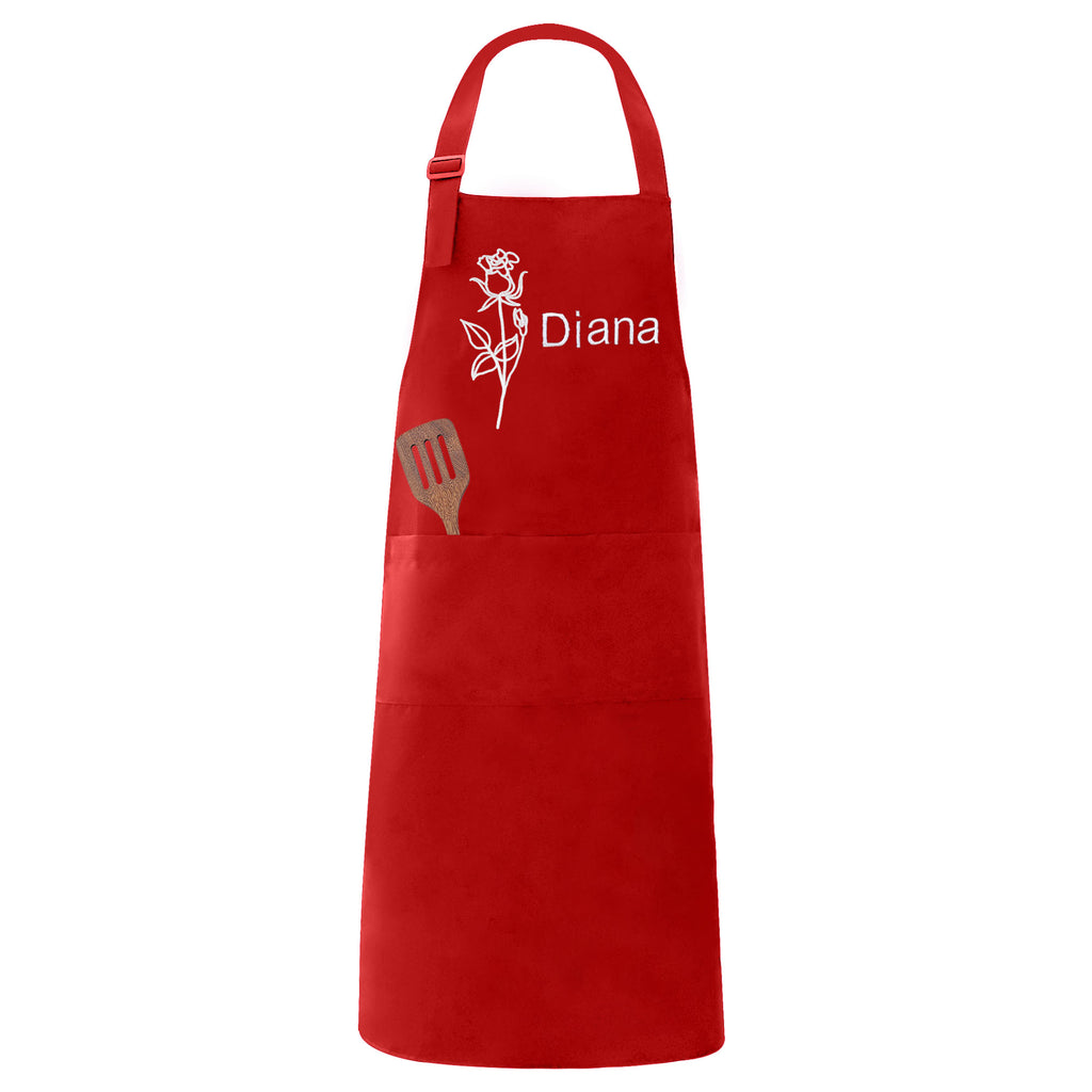 personalized birth flower apron