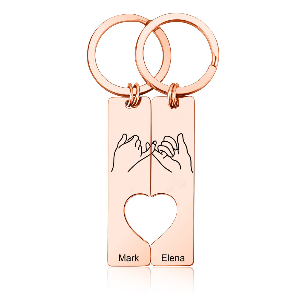 pinky promise heart keychain for couples