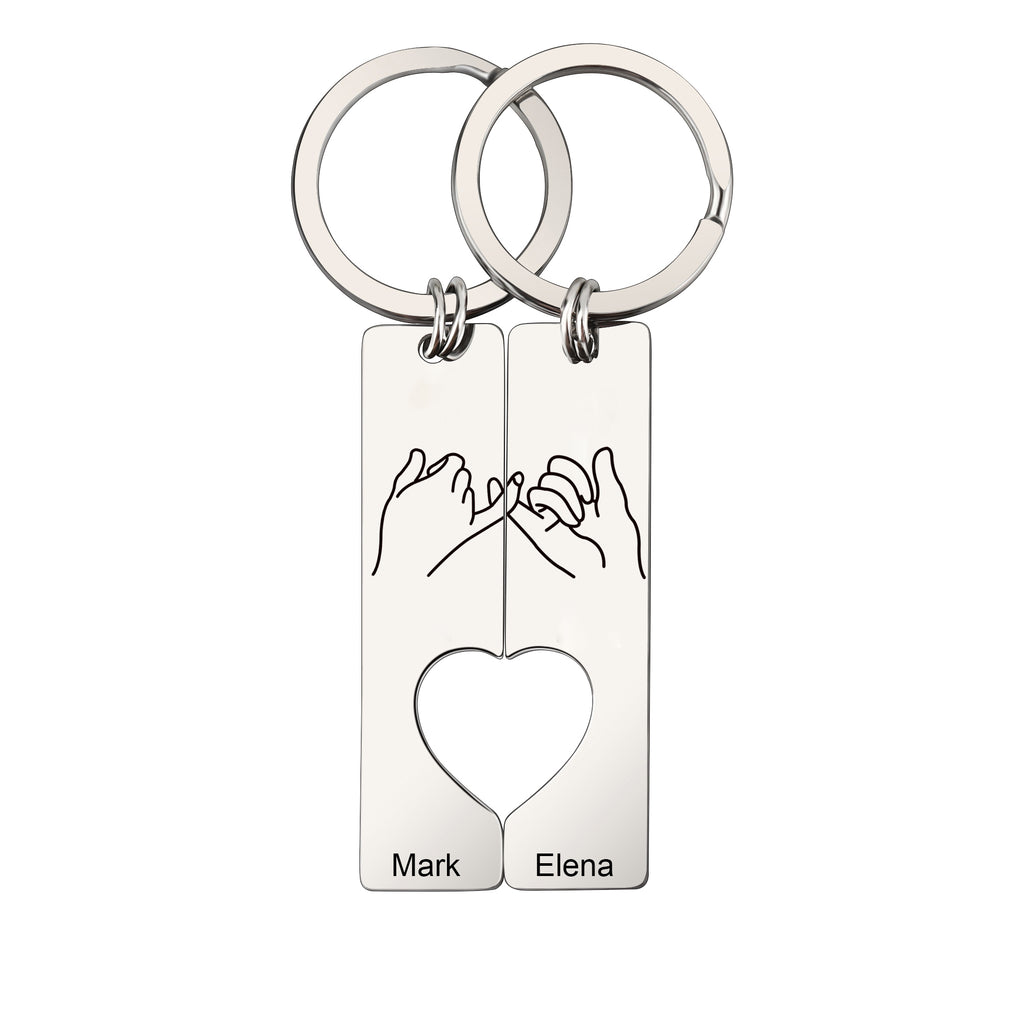 pinky promise heart keychain for couples