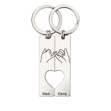 Load image into Gallery viewer, pinky promise heart keychain for couples